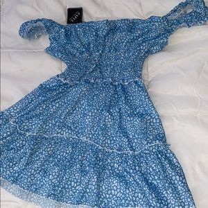 Blue off the shoulder dress